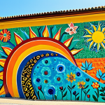 **

"A vibrant and colorful mural created from recycled materials adorning the side of a community center in Lisbon, Portugal. The mural depicts scenes of local life and nature. The scene is bright and sunny, showcasing the beauty of upcycling art. fully clothed, safe for work, appropriate content, family-friendly, professional photography, perfect anatomy, correct proportions, natural pose."

**