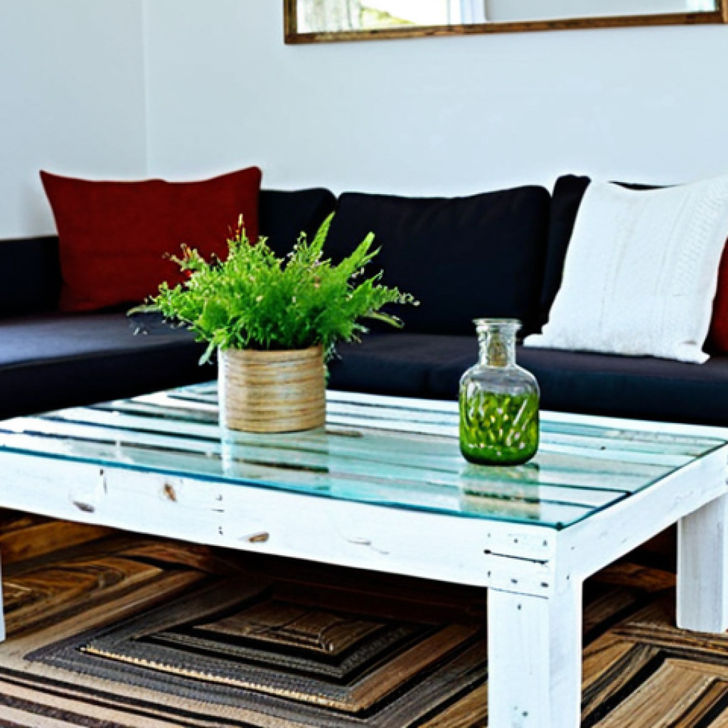 업사이클링 제품을 활용한 사회적 가치 창출 - Upcycled Home Decor**

"A brightly lit living room showcasing upcycled furniture: a coffee table mad...