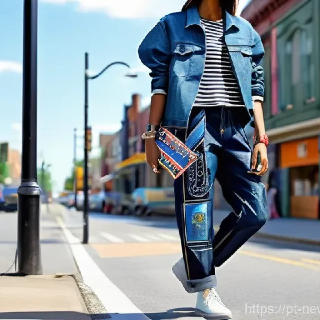 업사이클링 스타트업의 시장 분석 리포트 - **Upcycled Urban Fashion Statement**
    A stylish young adult, confidently walking down a vibrant, ...