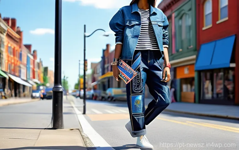 업사이클링 스타트업의 시장 분석 리포트 - **Upcycled Urban Fashion Statement**
    A stylish young adult, confidently walking down a vibrant, ...